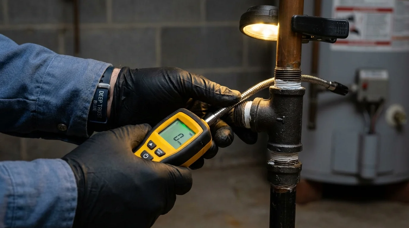 Gas leak detection with electronic sniffer by Johns Plumbing LLC in Eureka